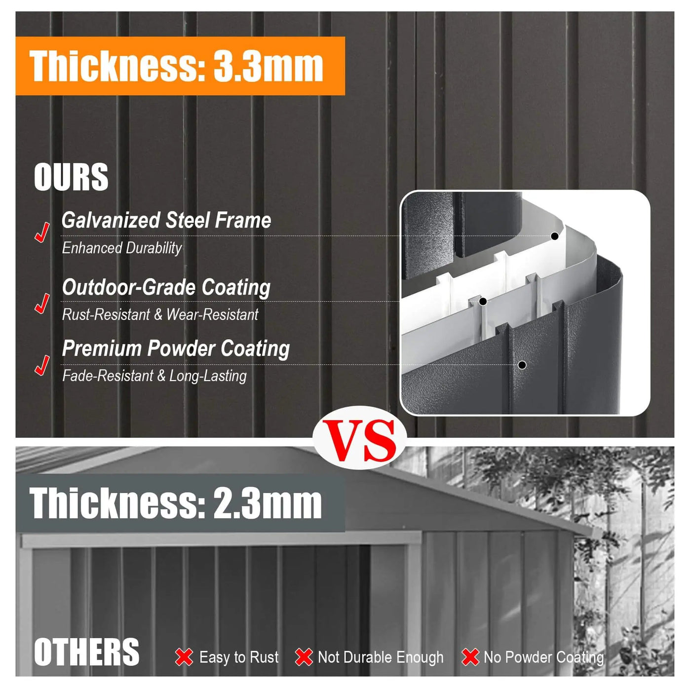 Extra-Large Outdoor Heavy-Duty Metal Garage Shed With Lockable Doors [No Floor] (SAK14093) by SAKSBY WHOLESALE