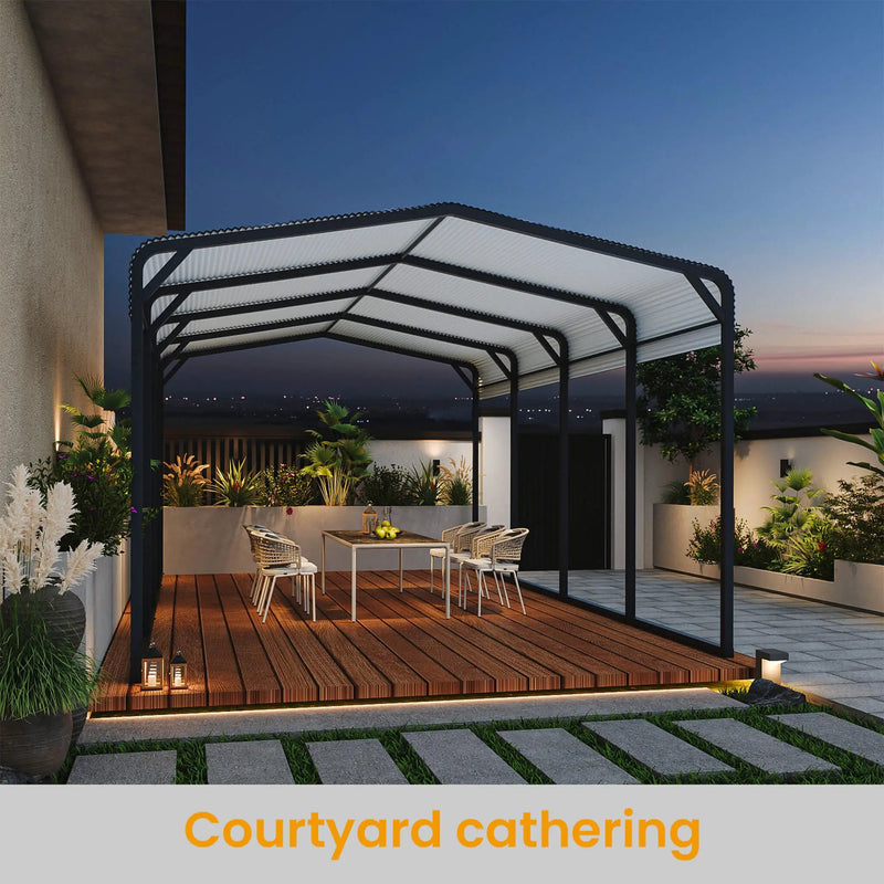 [12X20FT] Alora Heavy-Duty All-Weather Metal Carport With Reinforced Support Base (SAK97381) by SAKSBY WHOLESALE