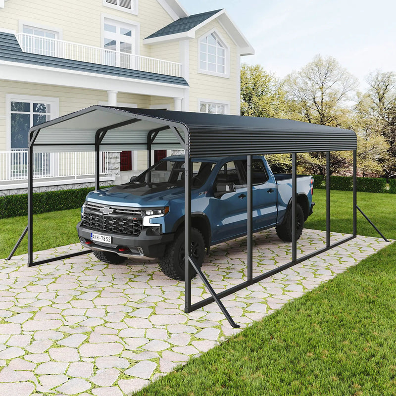 [12X20FT] Alora Heavy-Duty All-Weather Metal Carport With Reinforced Support Base (SAK97381) by SAKSBY WHOLESALE