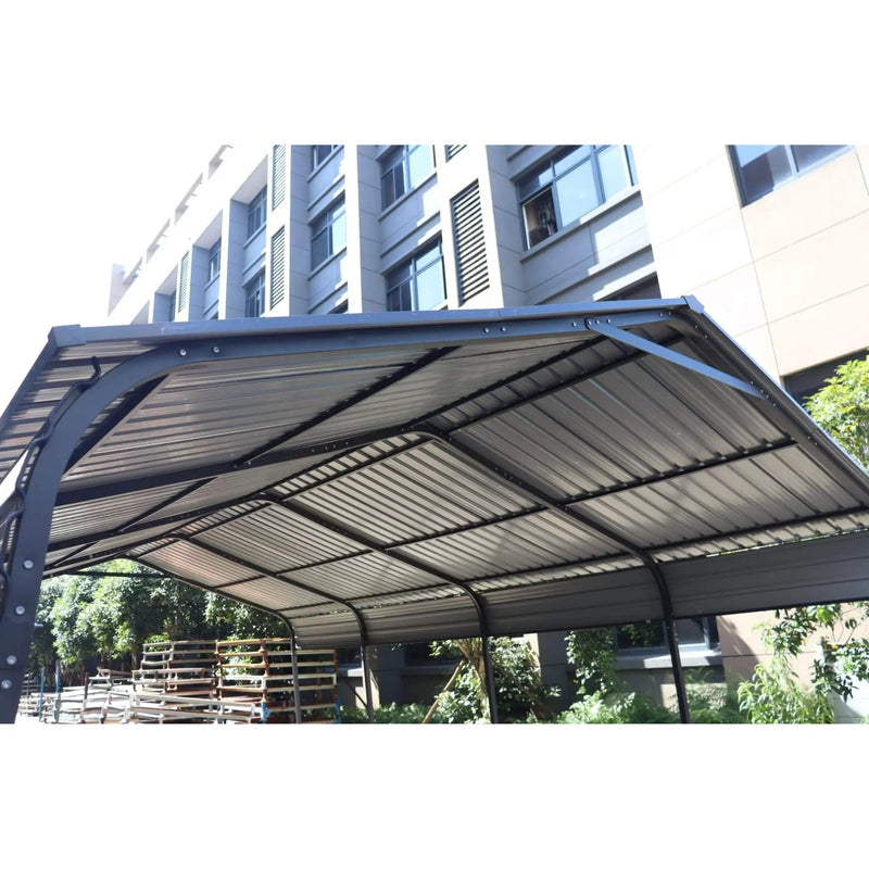 [12X20FT] Alora Heavy-Duty Metal Carport With Galvanized Steel Roof For Car, Boats And Trucks, Gray (SAK95562) by SAKSBY WHOLESALE