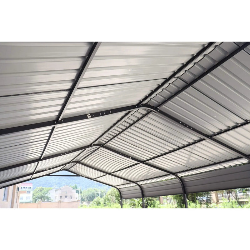 [12X20FT] Alora Heavy-Duty Metal Carport With Galvanized Steel Roof For Car, Boats And Trucks, Gray (SAK95562) by SAKSBY WHOLESALE