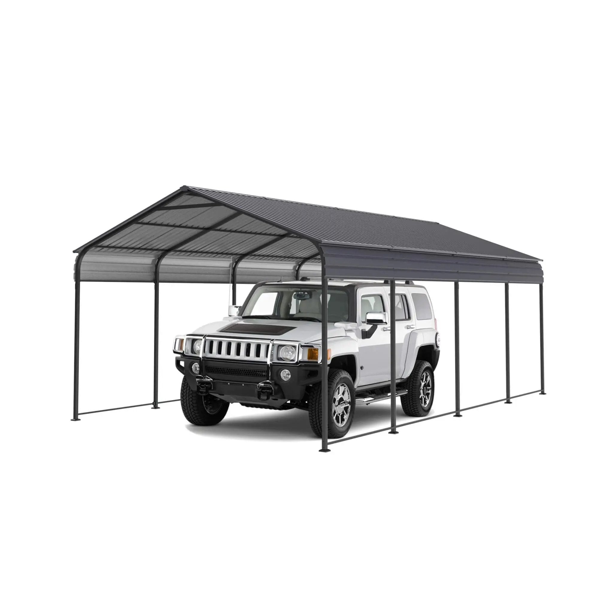[12X20FT] Alora Heavy-Duty Metal Carport With Galvanized Steel Roof For Car, Boats And Trucks, Gray (SAK95562) by SAKSBY WHOLESALE
