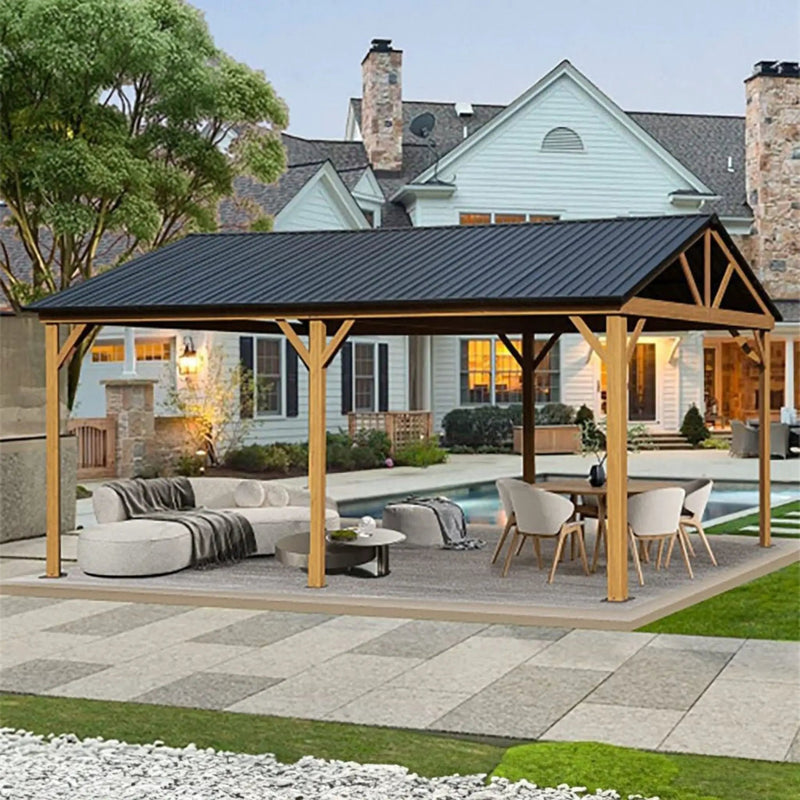 [12X20FT] Alora Premium Outdoor Double-Layer Galvanized Steel Hardtop Gazebo For Patio (SAK46095) by SAKSBY WHOLESALE