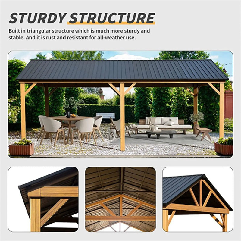 [12X20FT] Alora Premium Outdoor Double-Layer Galvanized Steel Hardtop Gazebo For Patio (SAK46095) by SAKSBY WHOLESALE