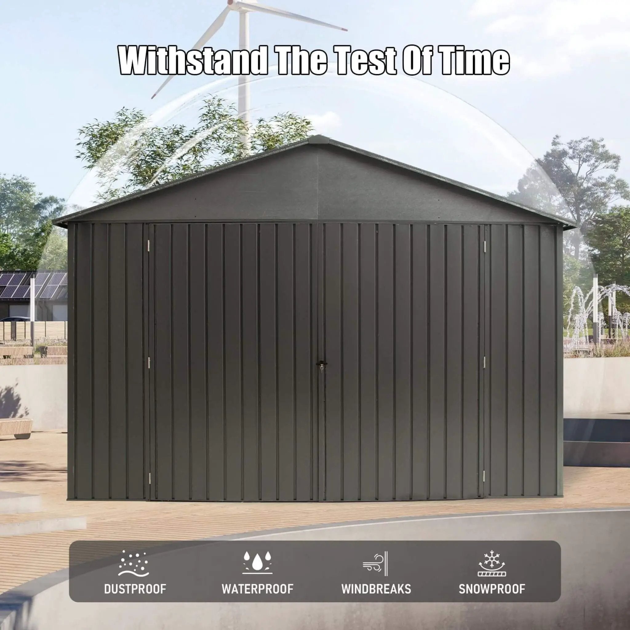 [12X25FT] Alora Extra Large Heavy-Duty Outdoor Metal Carport Garage Shed With Lockable Double Hinged Doors (SAK34153) by SAKSBY WHOLESALE