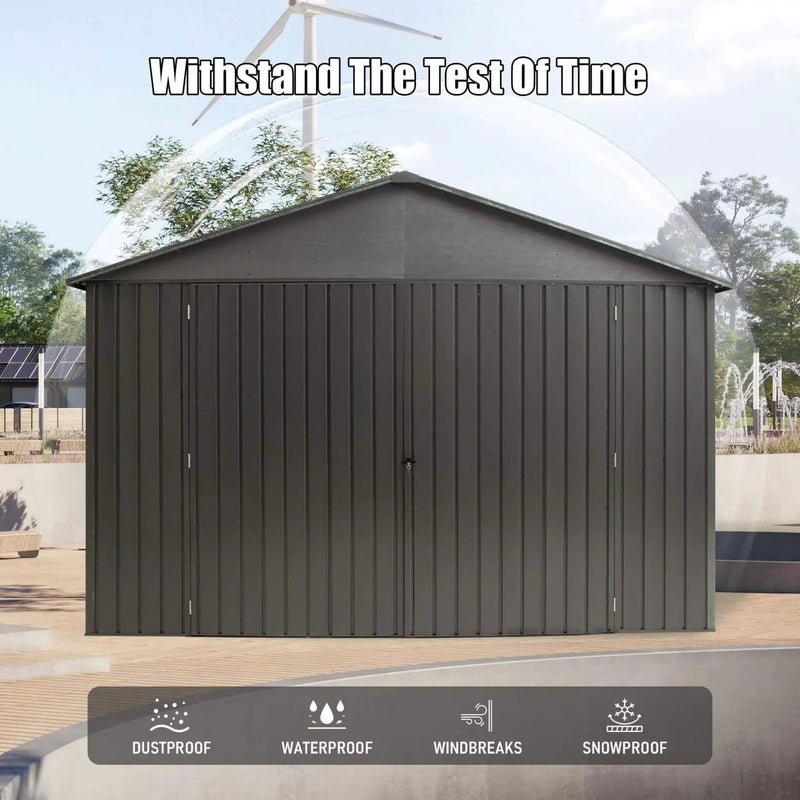 [12X25FT] Alora Extra Large Heavy-Duty Outdoor Metal Carport Garage Shed With Lockable Double Hinged Doors (SAK34153) by SAKSBY WHOLESALE