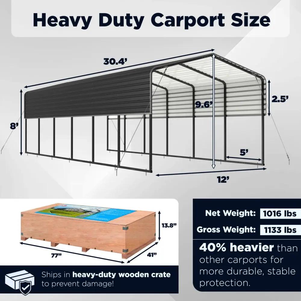 12'x30' Metal Carport with Corrugated Roof by Chery Industrial