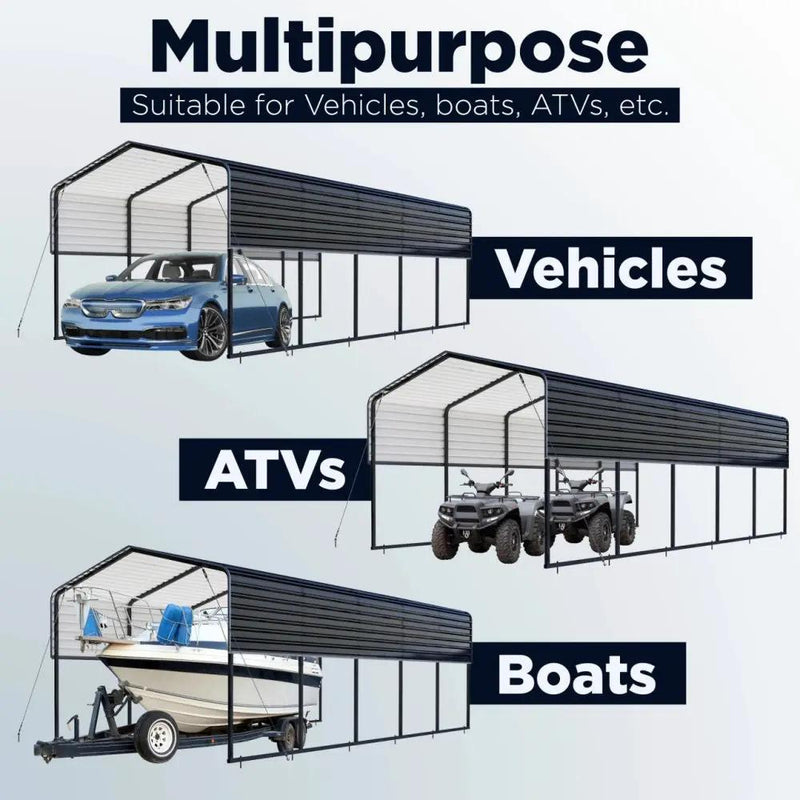 12'x30' Metal Carport with Corrugated Roof by Chery Industrial
