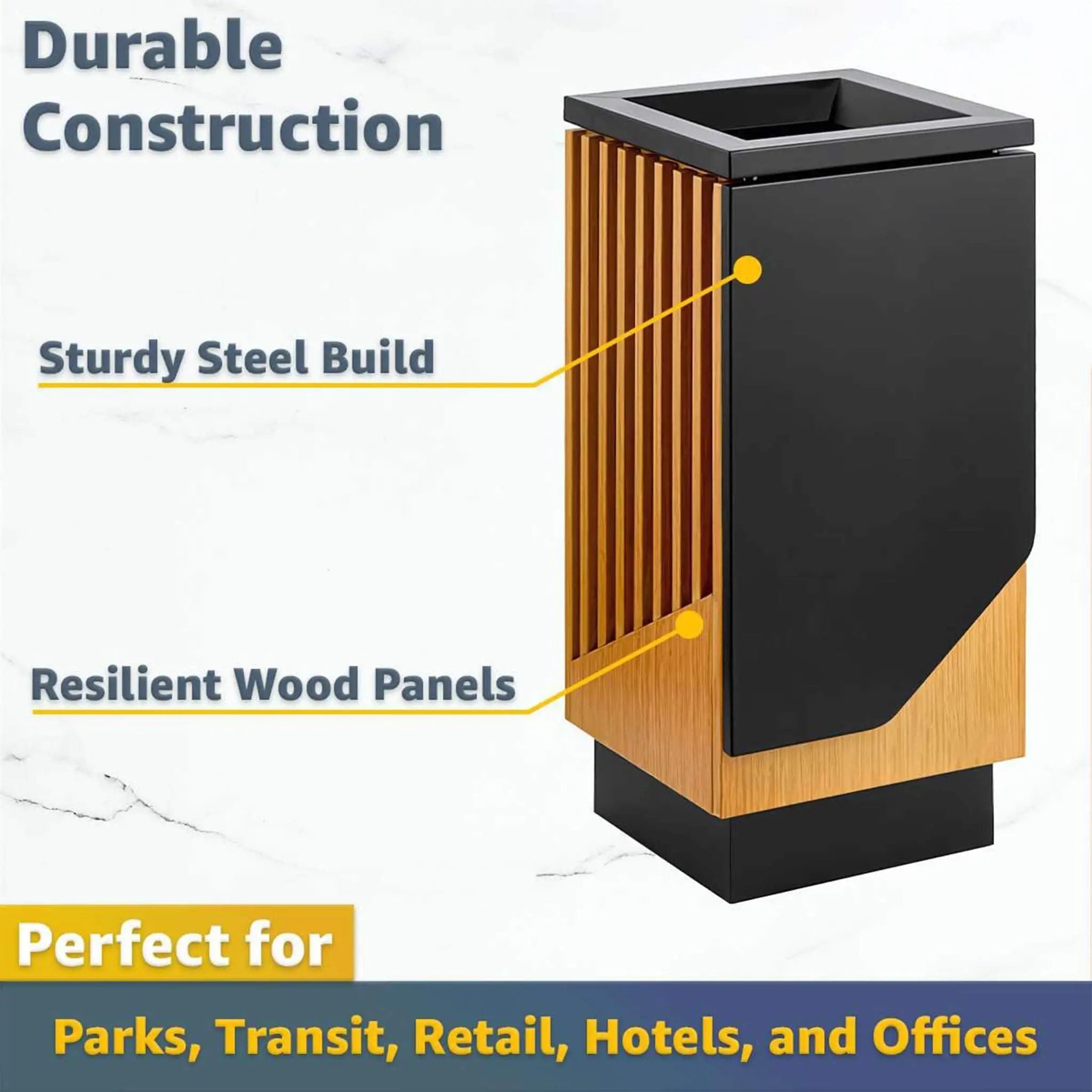 13-Gallon Heavy-Duty Commercial Outdoor Square Decorative Trash Can (SAK30467) by SAKSBY WHOLESALE