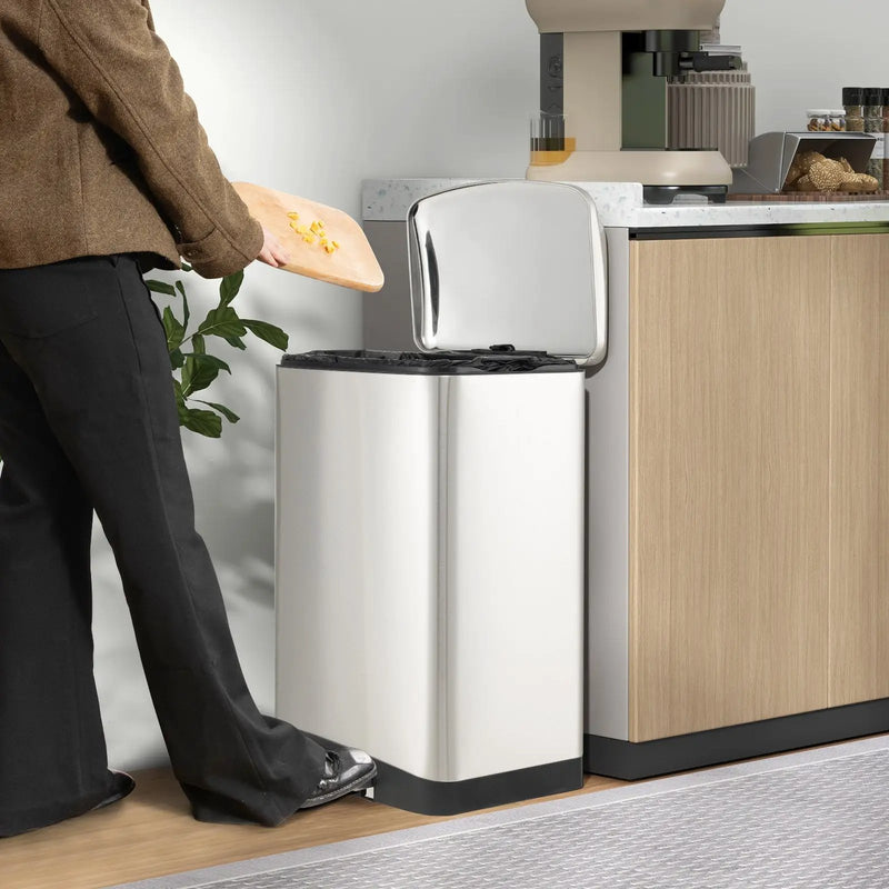 13.2 Gal Stainless Steel Trash Can with Lock Device-Sliver by DirectDeals