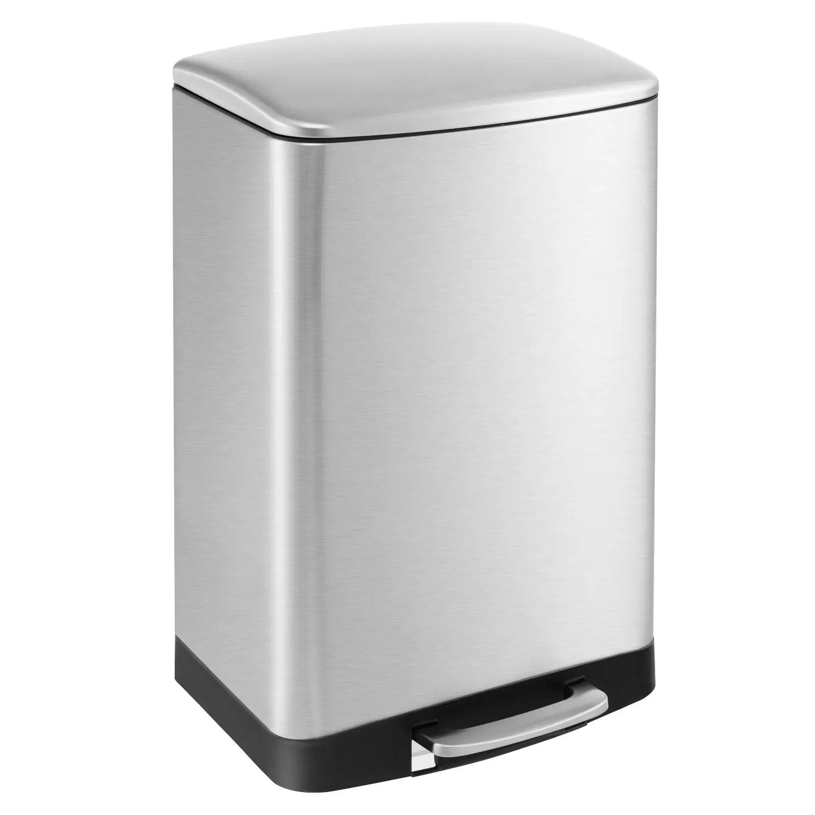 13.2 Gal Stainless Steel Trash Can with Lock Device-Sliver by DirectDeals
