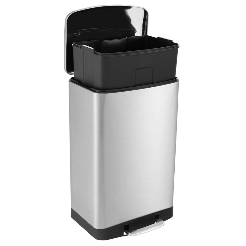 13.2 Gal Stainless Steel Trash Can with Lock Device-Sliver by DirectDeals