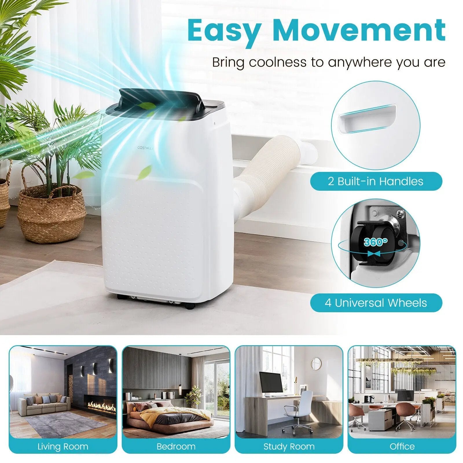 13000 BTU Portable 4-in-1 Air Conditioner with App and Voice Control-White by DirectDeals