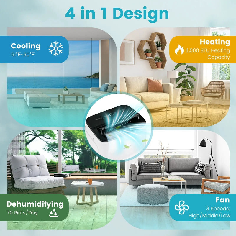 13000 BTU Portable 4-in-1 Air Conditioner with App and Voice Control-White by DirectDeals