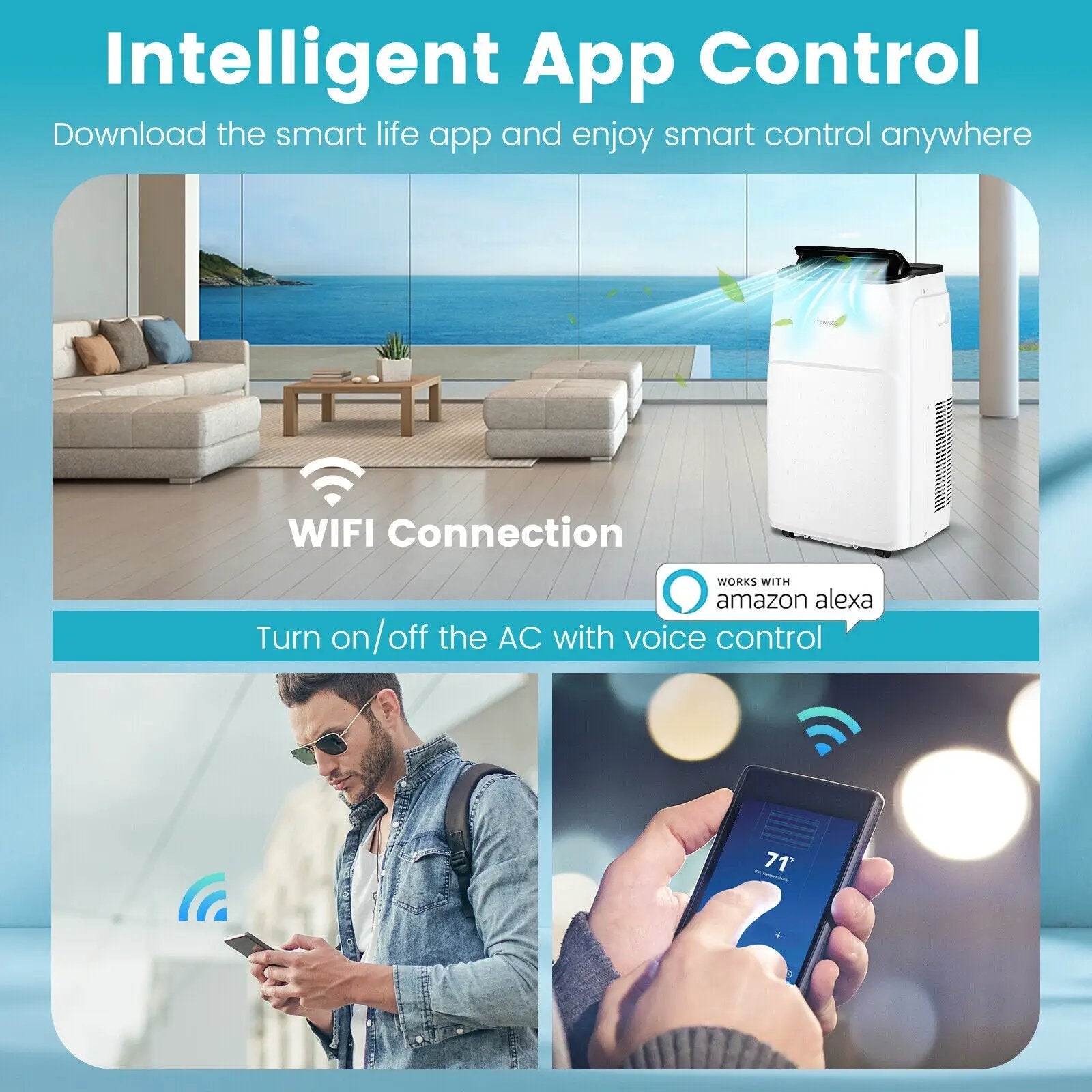 13000 BTU Portable 4-in-1 Air Conditioner with App and Voice Control-White by DirectDeals