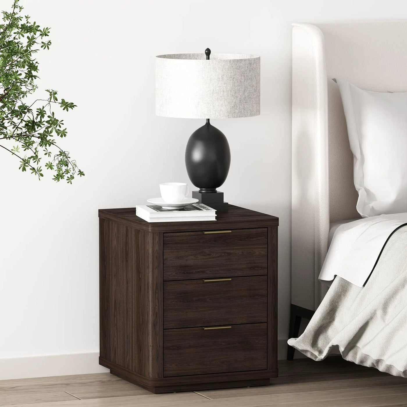 Evelyn - Nightstand With 3 Drawers, Smooth Rounded Edges by HouseOfZazla