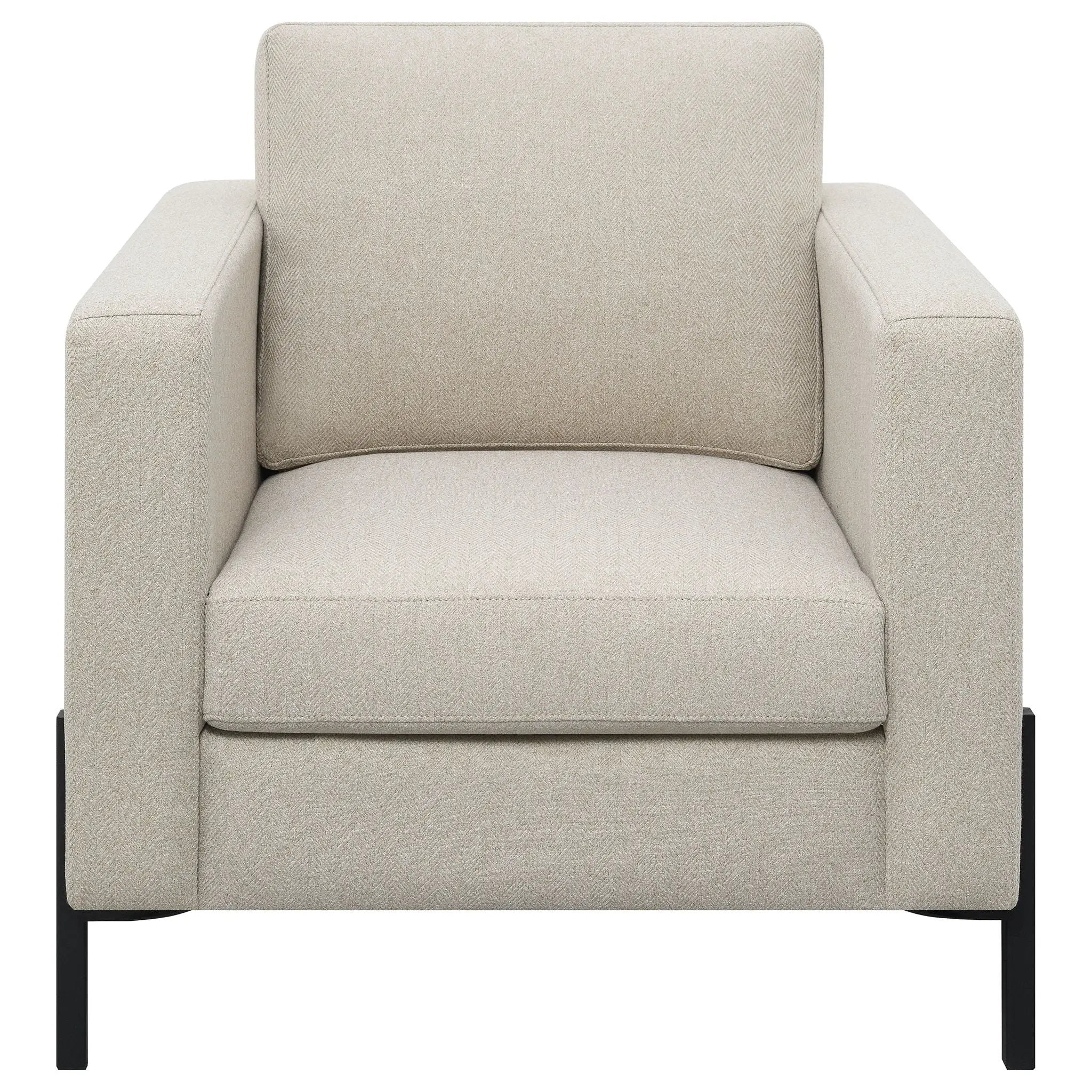 Schwan - Upholstered Track Arm Accent Chair - Oatmeal
