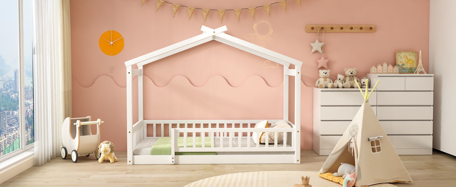 Bed House Bed Frame With Fence