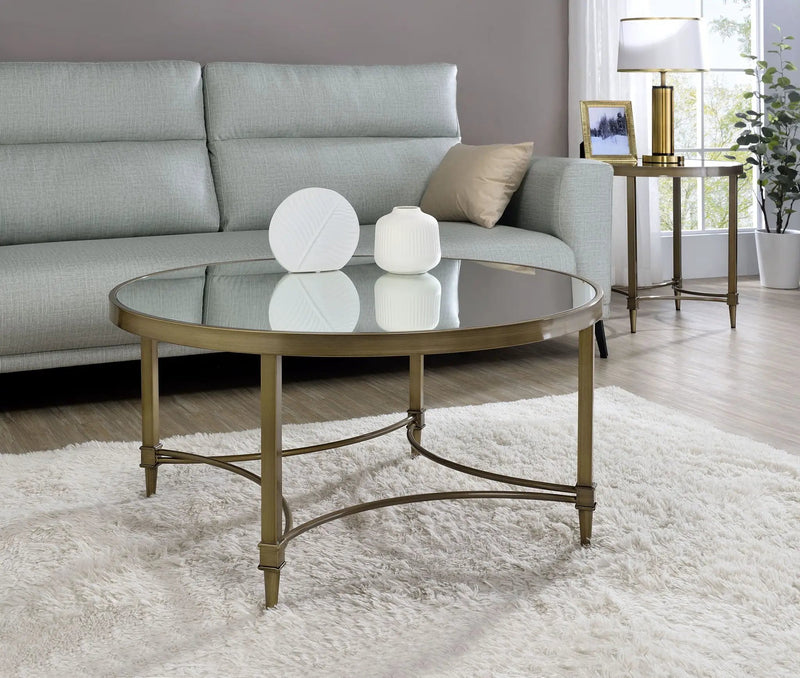 Aditya - Mirrored Antique Brass Coffee Table - Antique Brass by HouseOfZazla