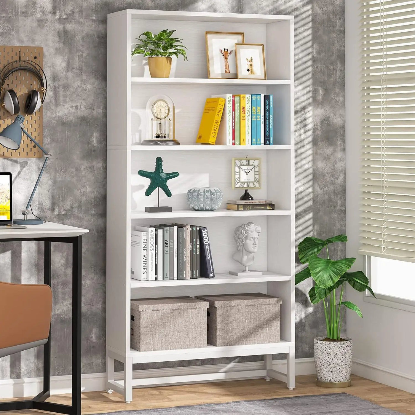 5 Tier Heavy Duty Bookshelf for Living Room by HouseOfZazla