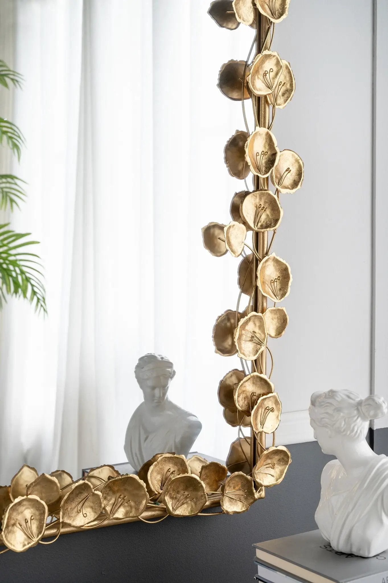 Full Length Arched Wall Mirror With en Leaf Accents Decorative Mirror For Living Room Bedroom - Gold by HouseOfZazla