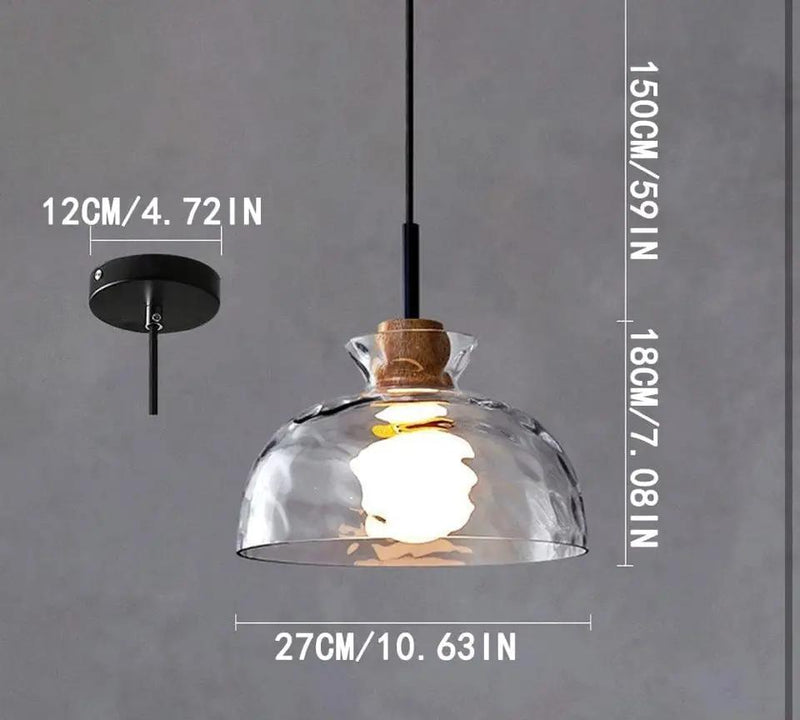 Open Box LTBFDDC Farmhouse Small Pendant Lights Kitchen Island, Adjustable Height Hanging Ceiling Lamp Handblown Glass Dome Clear Hammered Shade For D by Selzalot