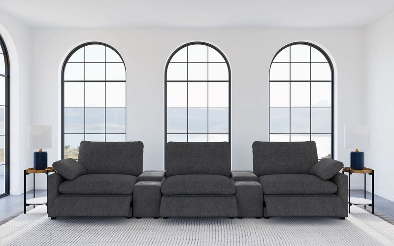 Collins 5-Piece Power Reclining Home Theater Seating Dark Grey by Unique Piece Furniture