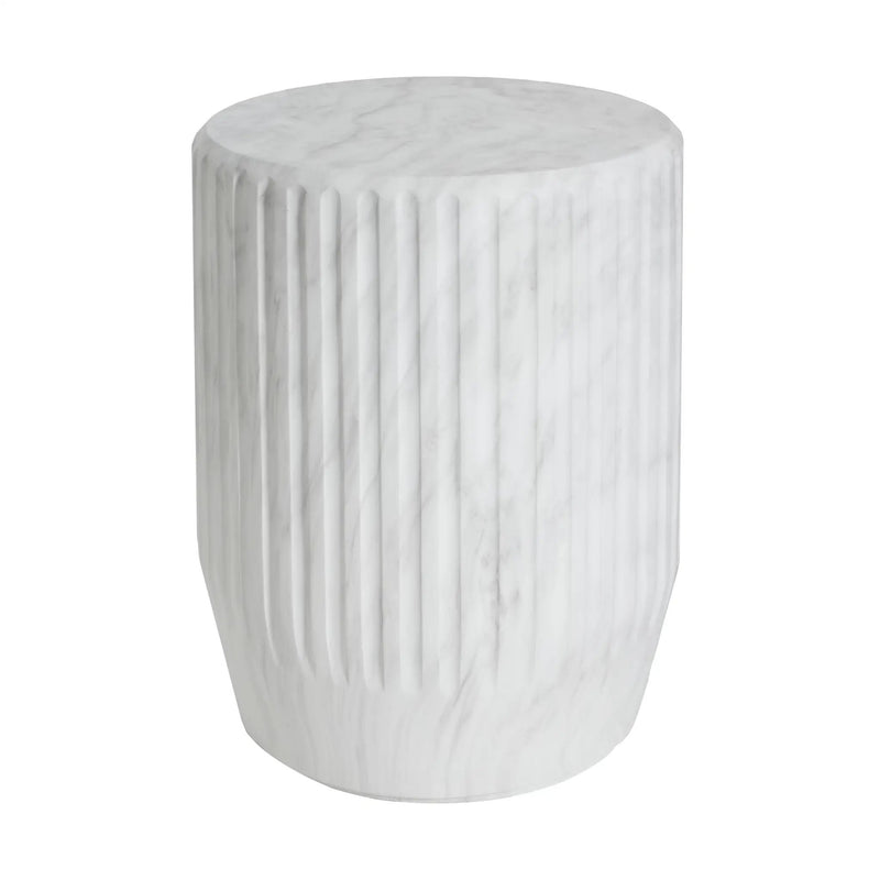 Outdoor Cicci Carved Side Table, White by HouseOfZazla