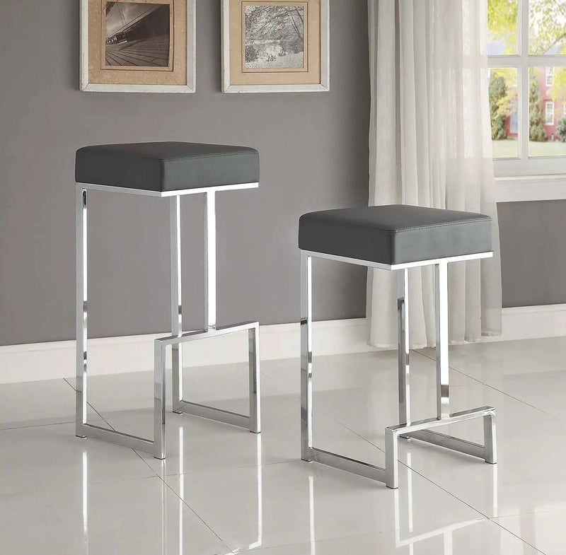 Gervase Square Bar Stool Grey and Chrome by Unique Piece Furniture