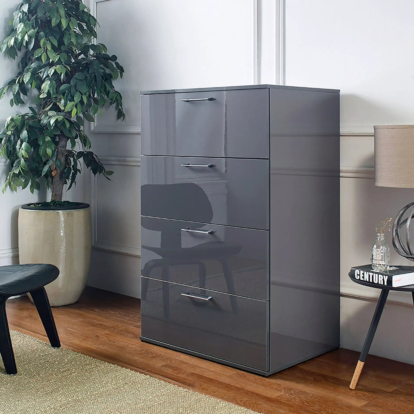 Bliss - Glossy 4 Drawer Jumbo Chest With Extra Deep Storage by HouseOfZazla
