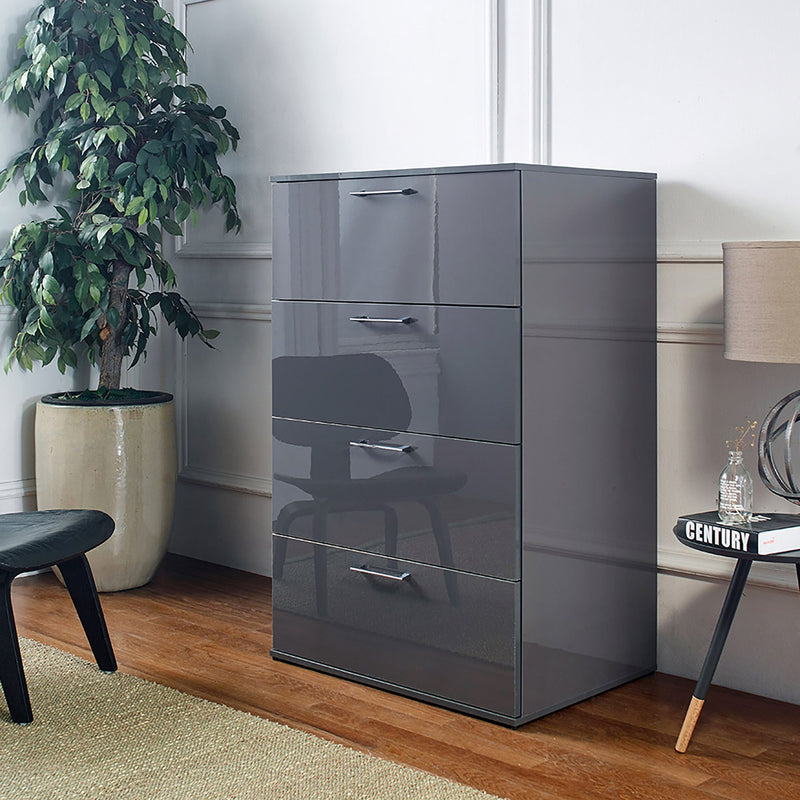 Bliss - Glossy 4 Drawer Jumbo Chest With Extra Deep Storage by HouseOfZazla
