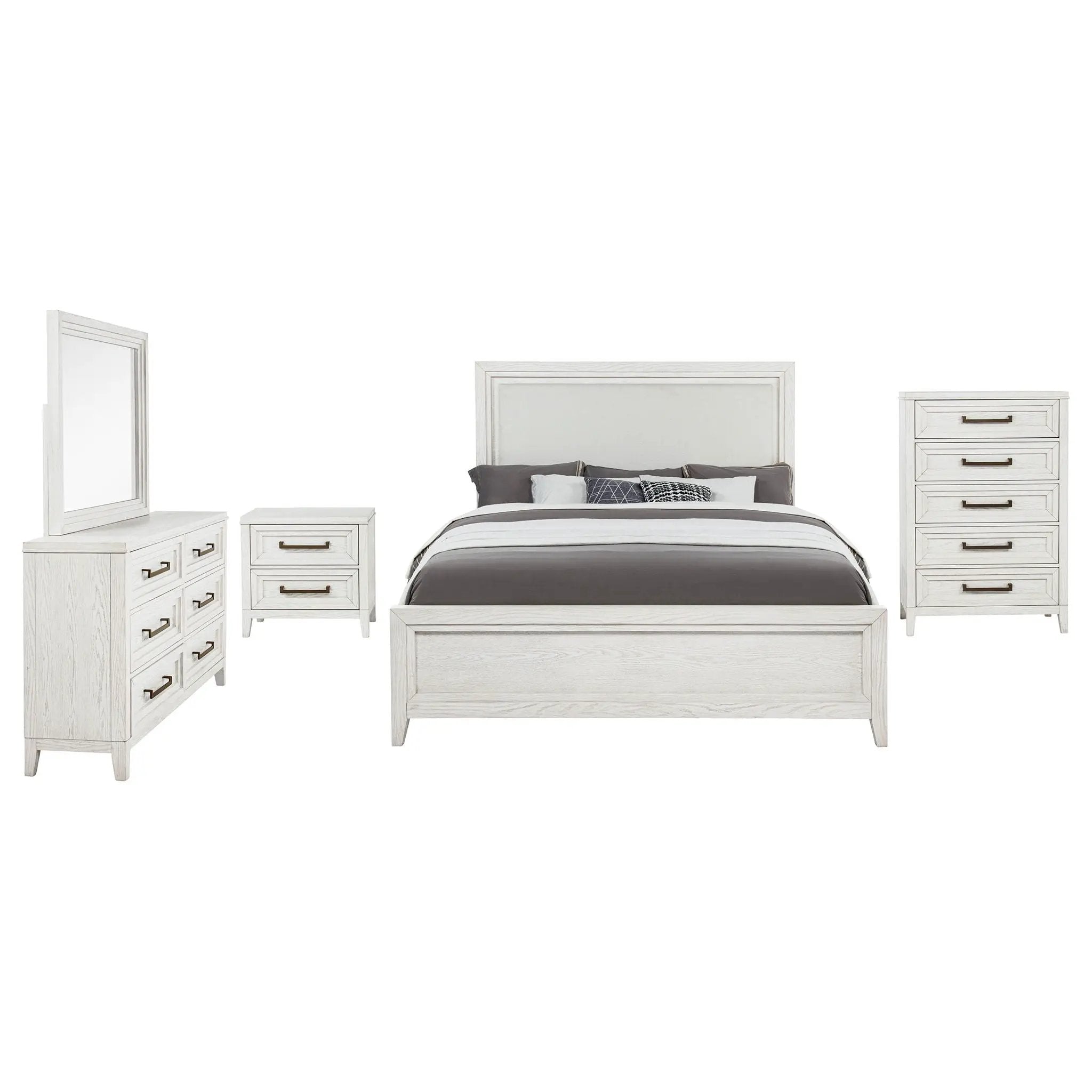 Marielle 5-piece Cal King Bedroom Set Distressed White by Unique Piece Furniture