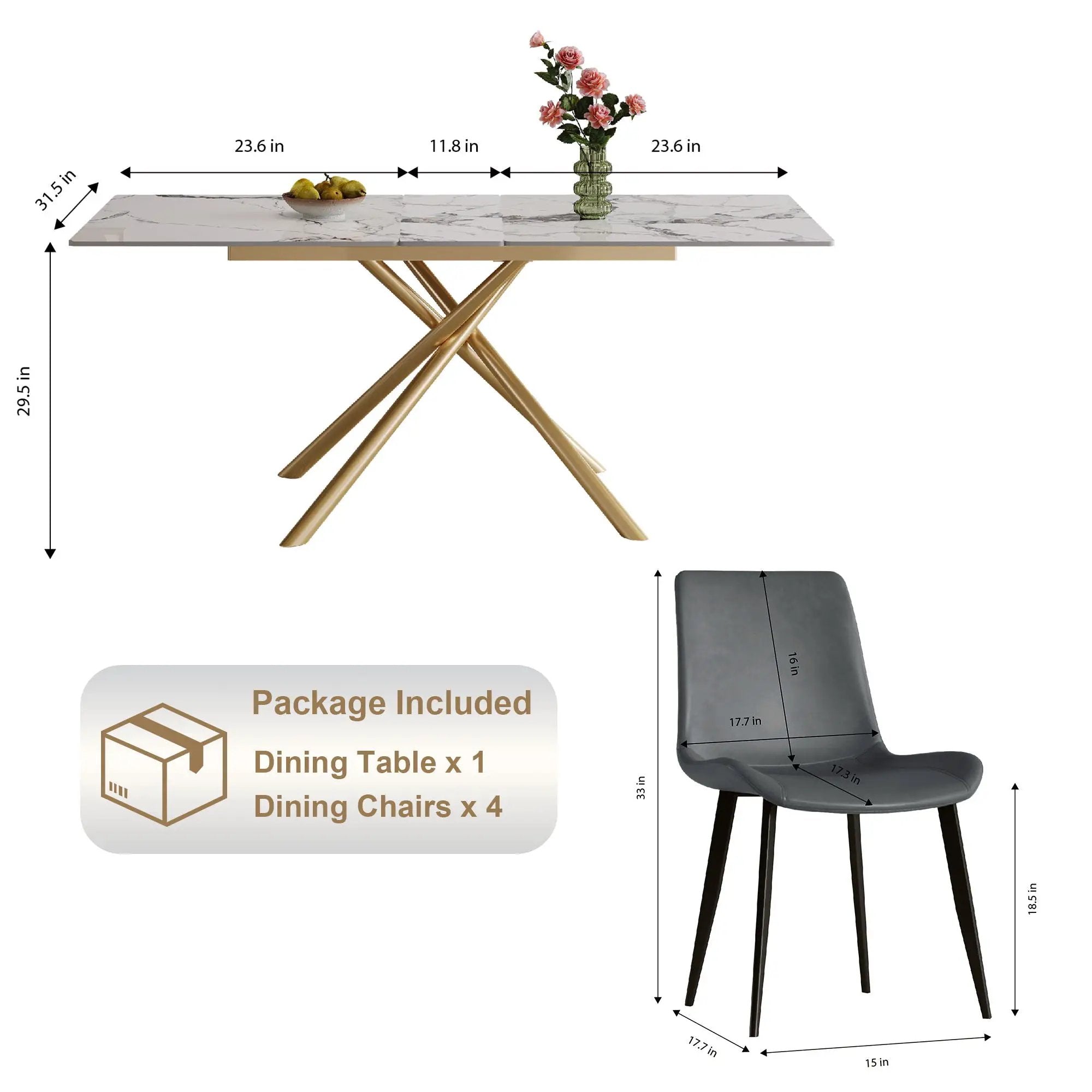 Modern Expandable Dining Table With Retractable Leaf With Chairs by HouseOfZazla