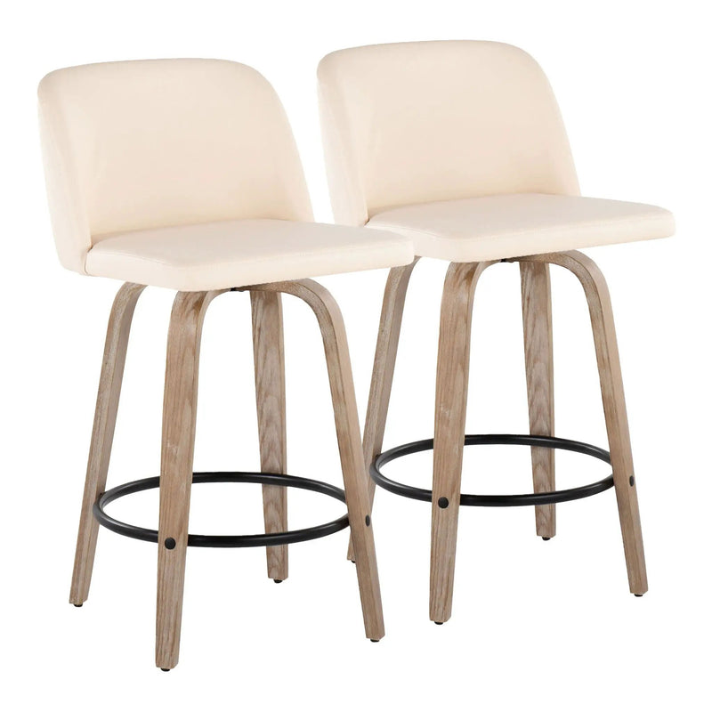 Toriano - Contemporary Fixed-Height Counter Stool & Swivel With Round Footrest (Set of 2) by Unique Piece Furniture