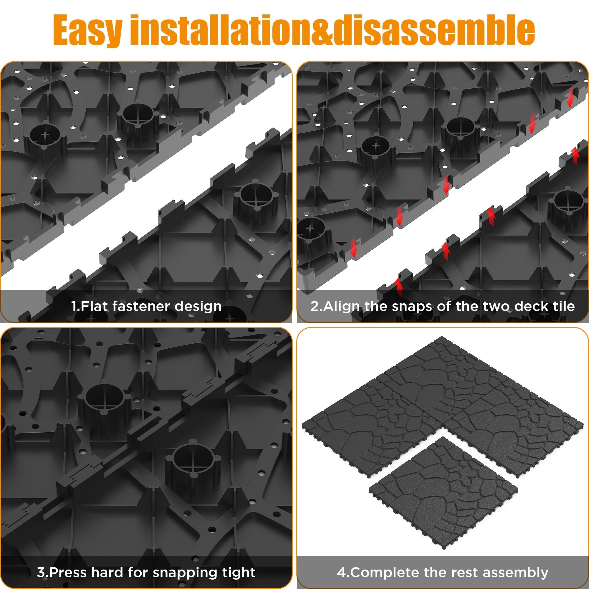 Stone Texture Patio Deck Tiles, Diy Module Interlocking Decking Floor Tiles by HouseOfZazla