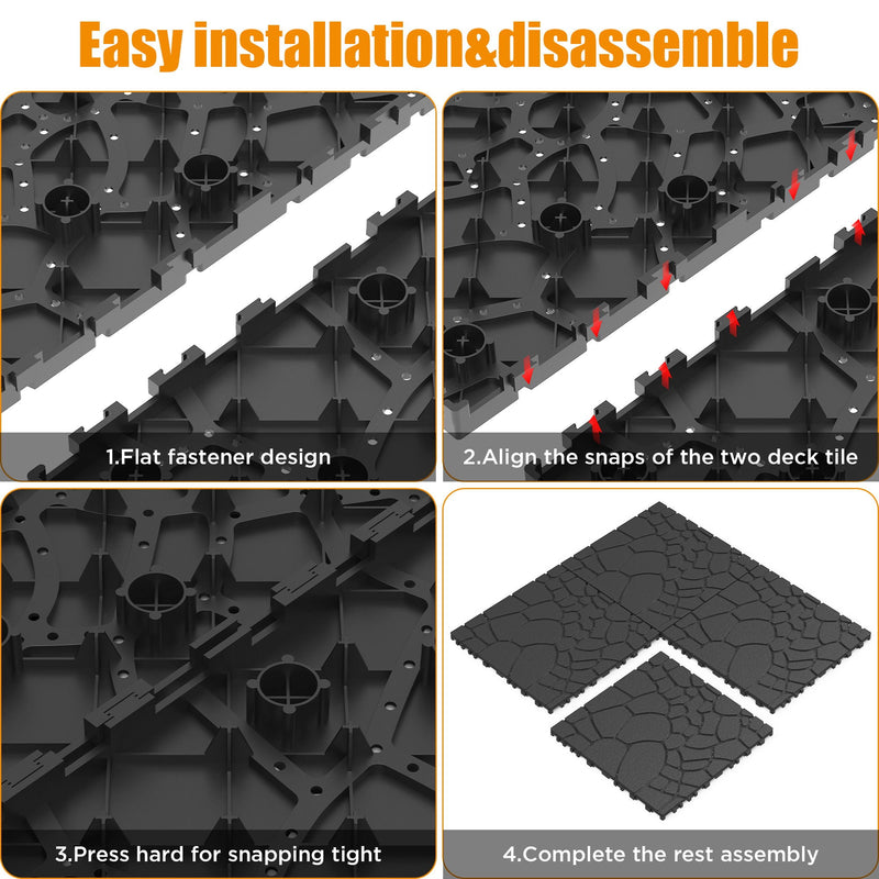 Stone Texture Patio Deck Tiles, Diy Module Interlocking Decking Floor Tiles by HouseOfZazla