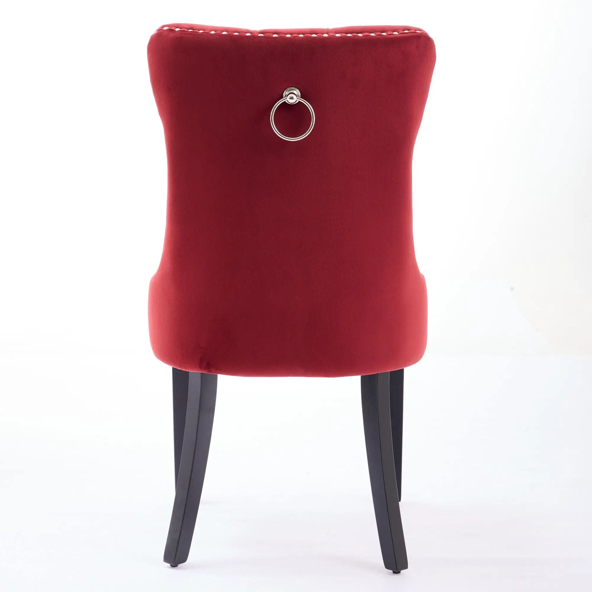 Classic Velvet Dining Chairs, High-End Tufted Solid Wood Contemporary Velvet Upholstered Dining Chair With Wood Legs Nailhead (Set of 2) - Burgundy by Unique Piece Furniture