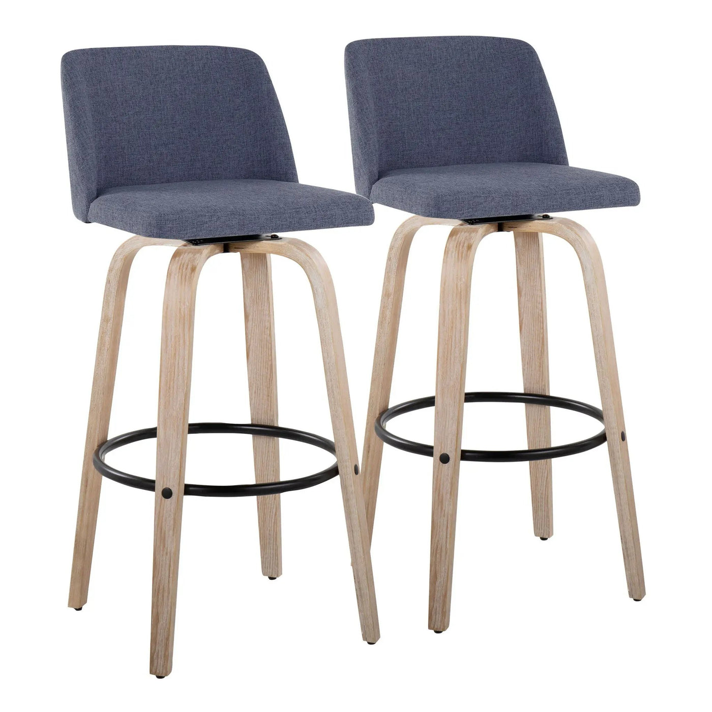 Toriano - Mid-Century Modern Fixed Height BarStool With Round Footrest (Set of 2) by HouseOfZazla