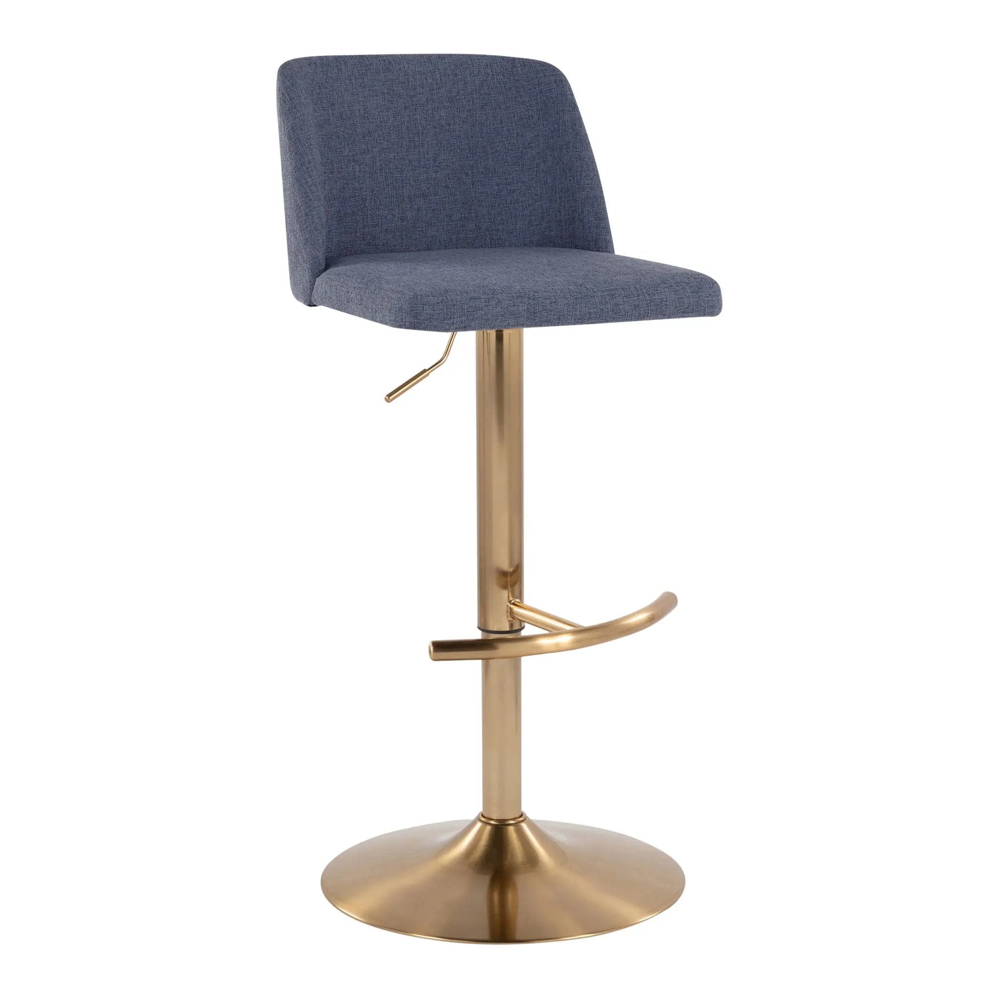 Toriano - Contemporary Adjustable Barstool With Swivel With Rounded T Footrest (Set of 2) by HouseOfZazla