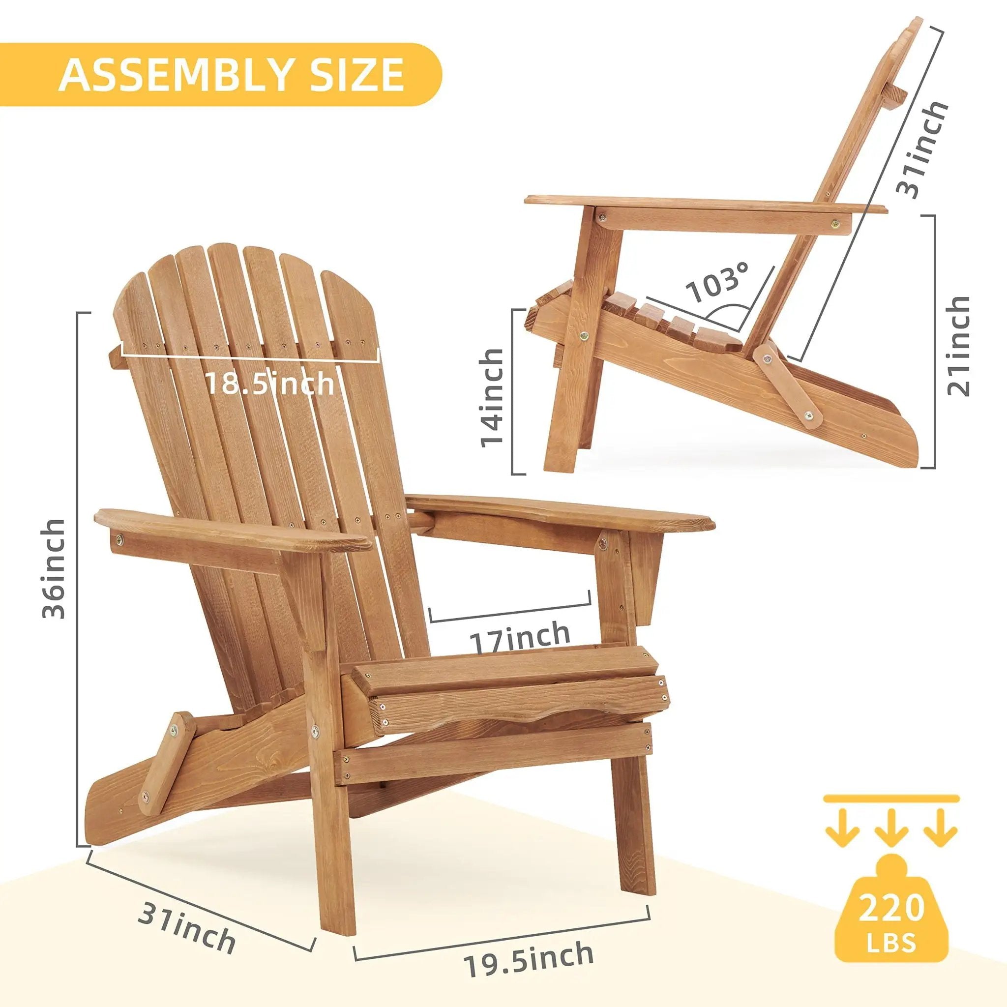 Lounge Patio Chair For Garden Outdoor Wooden Folding Adirondack Chair (Set of 2) Solid Cedar Wood Lounge Patio Chair For Garden by Unique Piece Furniture