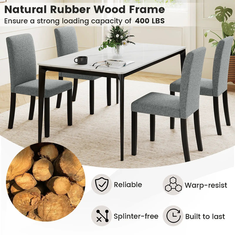 Dining Chair Set of 2 Mid-Century Modern Chairs with Rubber Wood Legs-Gray by DirectDeals