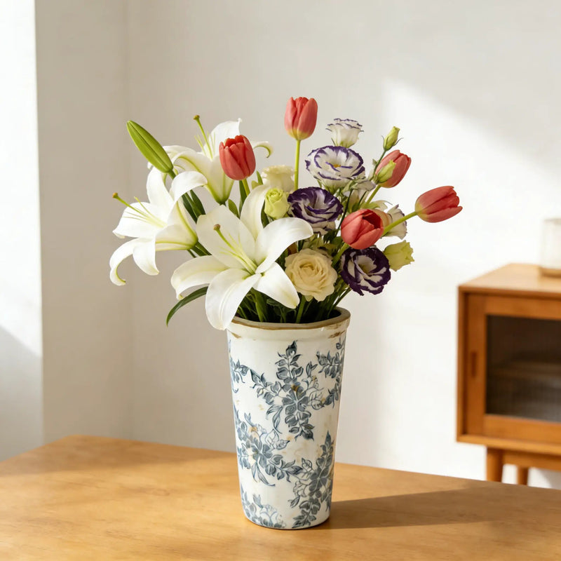 5.3x5.3x9.6' Flower Vase with Wide Mouth by HouseOfZazla
