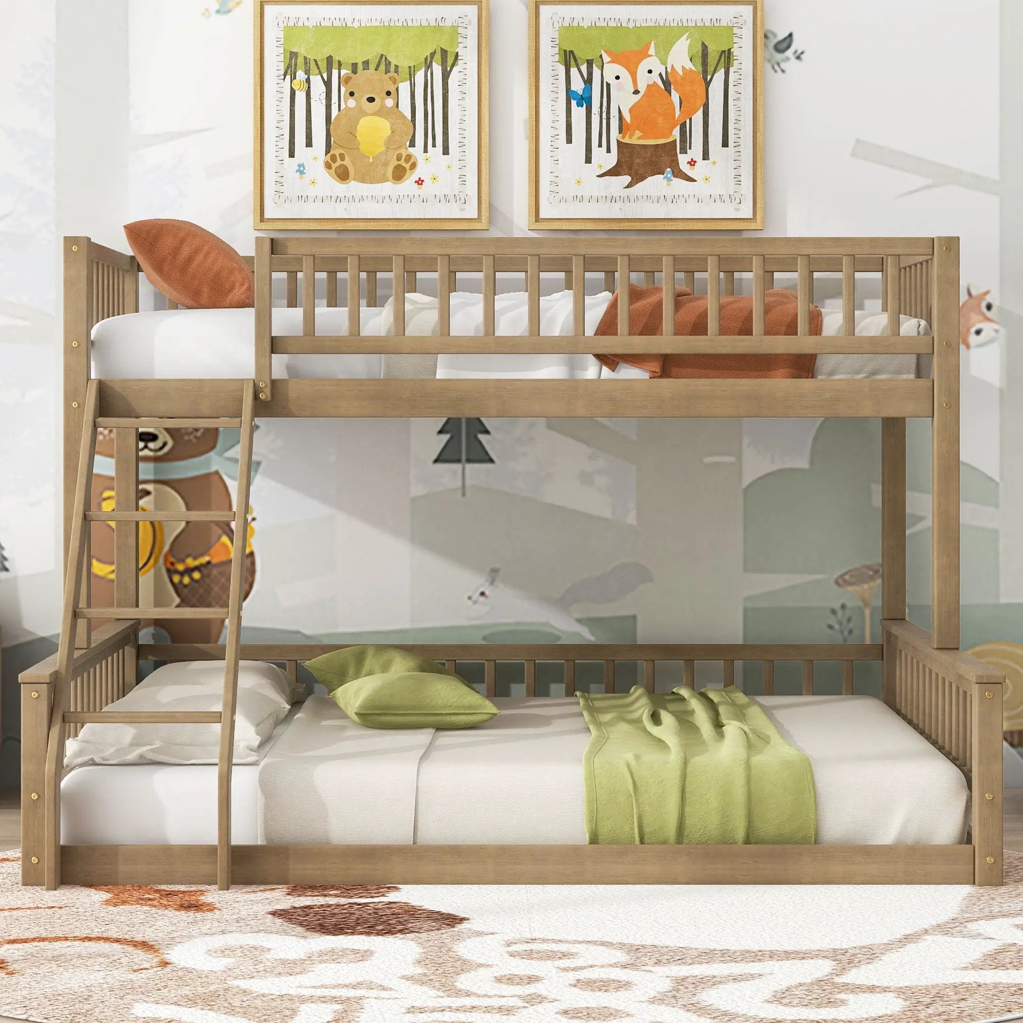 Bunk Bed With Ladder And Guardrails
