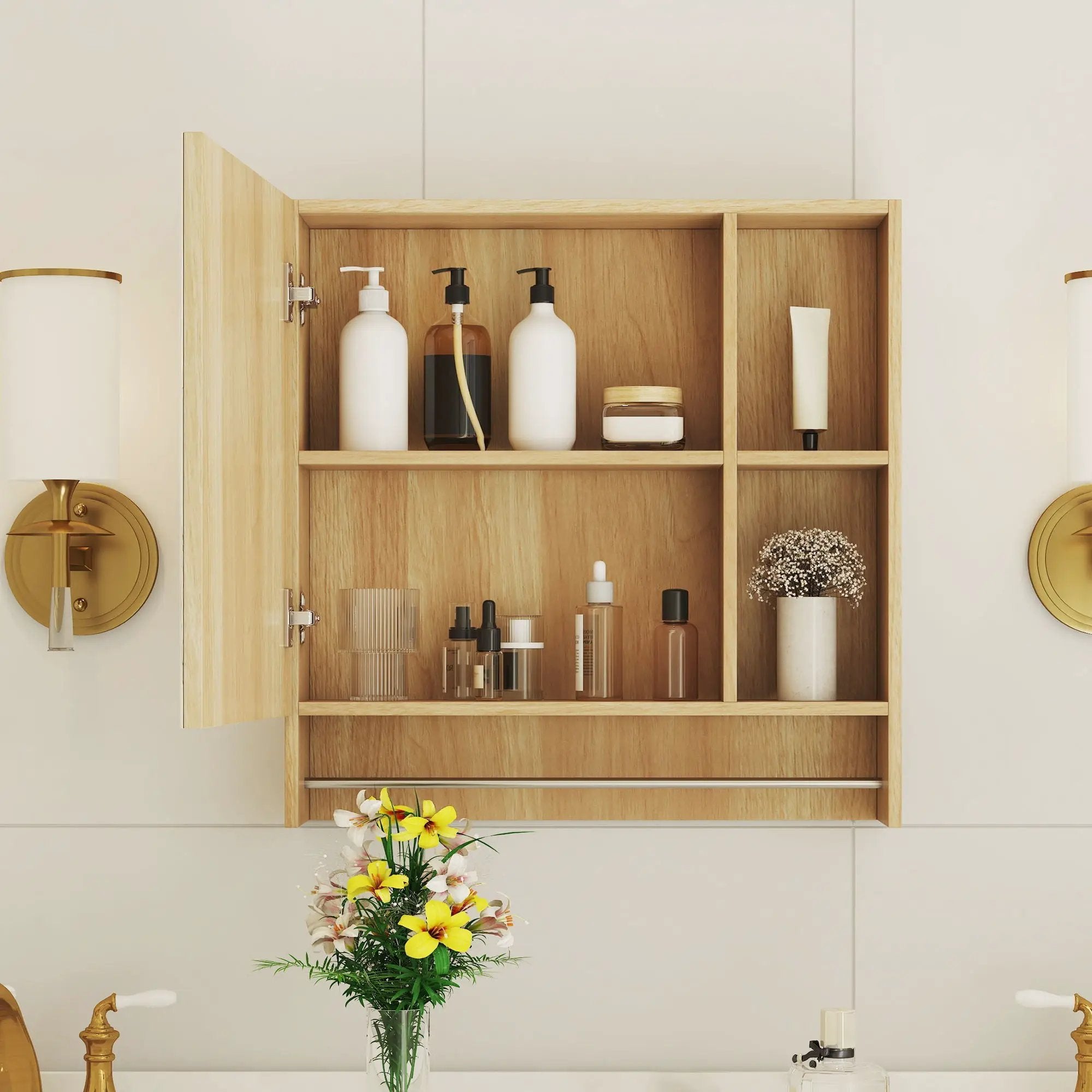 Bathroom Mirror Medicine Cabinet Wall Mounted With Shelves by HouseOfZazla