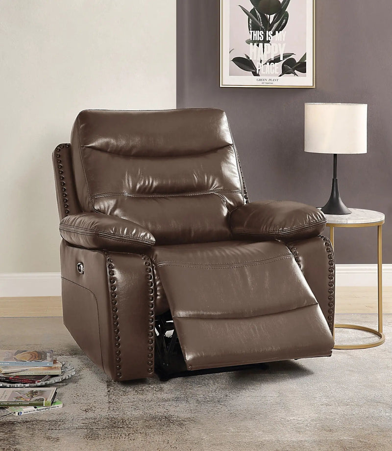 Aashi Leather Gel Match Recliner Chair - Brown by HouseOfZazla