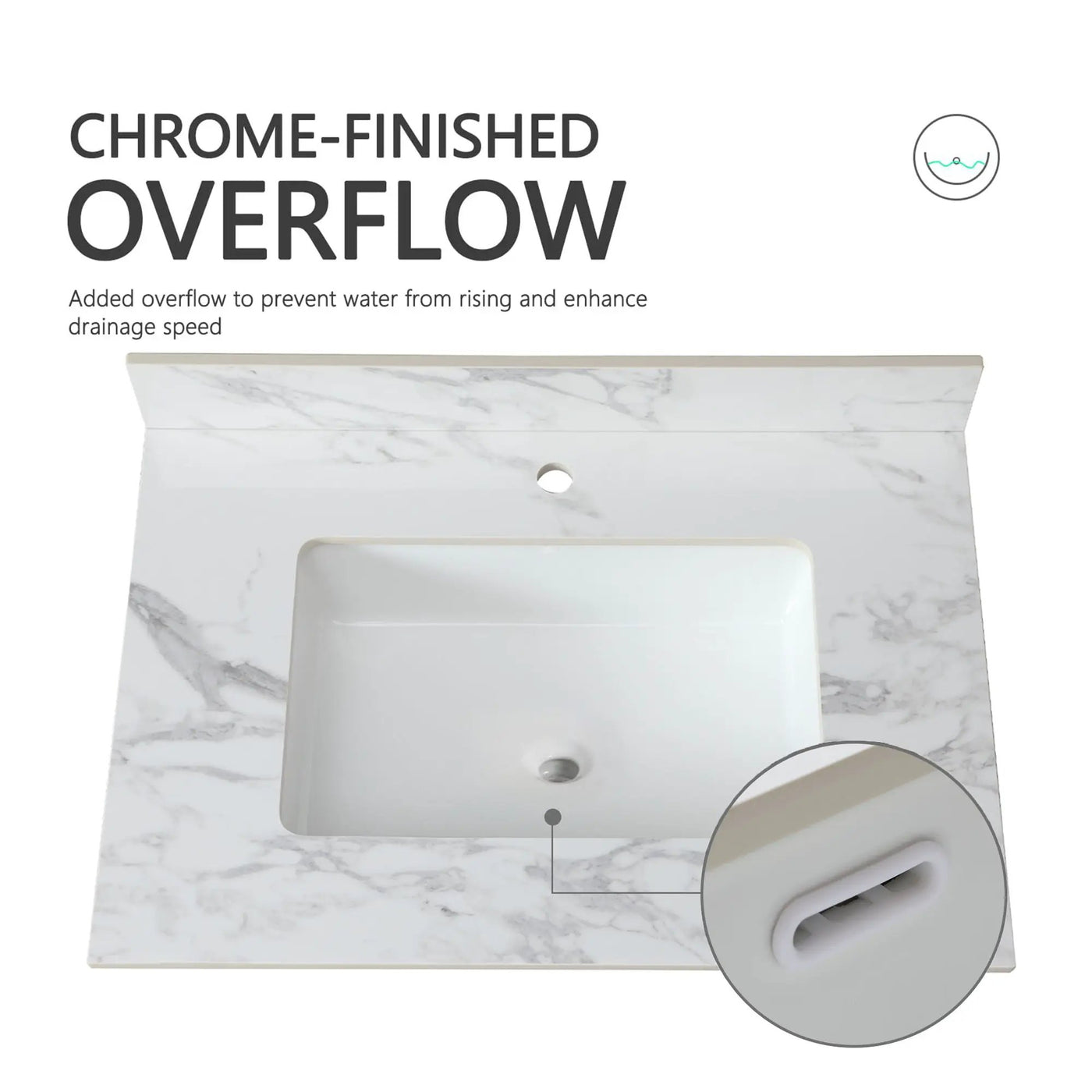 Elegant Bathroom Vanity Top With Rectangular Ceramic Sink And Backsplash by HouseOfZazla