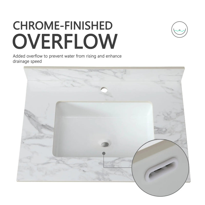 Elegant Bathroom Vanity Top With Rectangular Ceramic Sink And Backsplash by HouseOfZazla