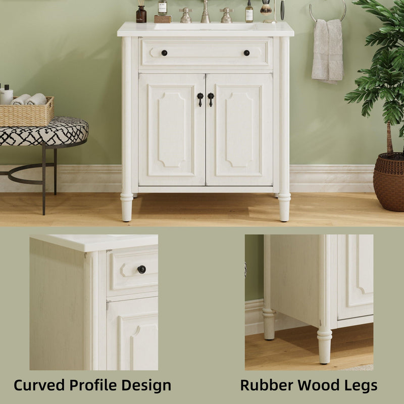 Vintage Bathroom Vanity With Sink, Rustic Cabinet With Soft Close Doors by HouseOfZazla