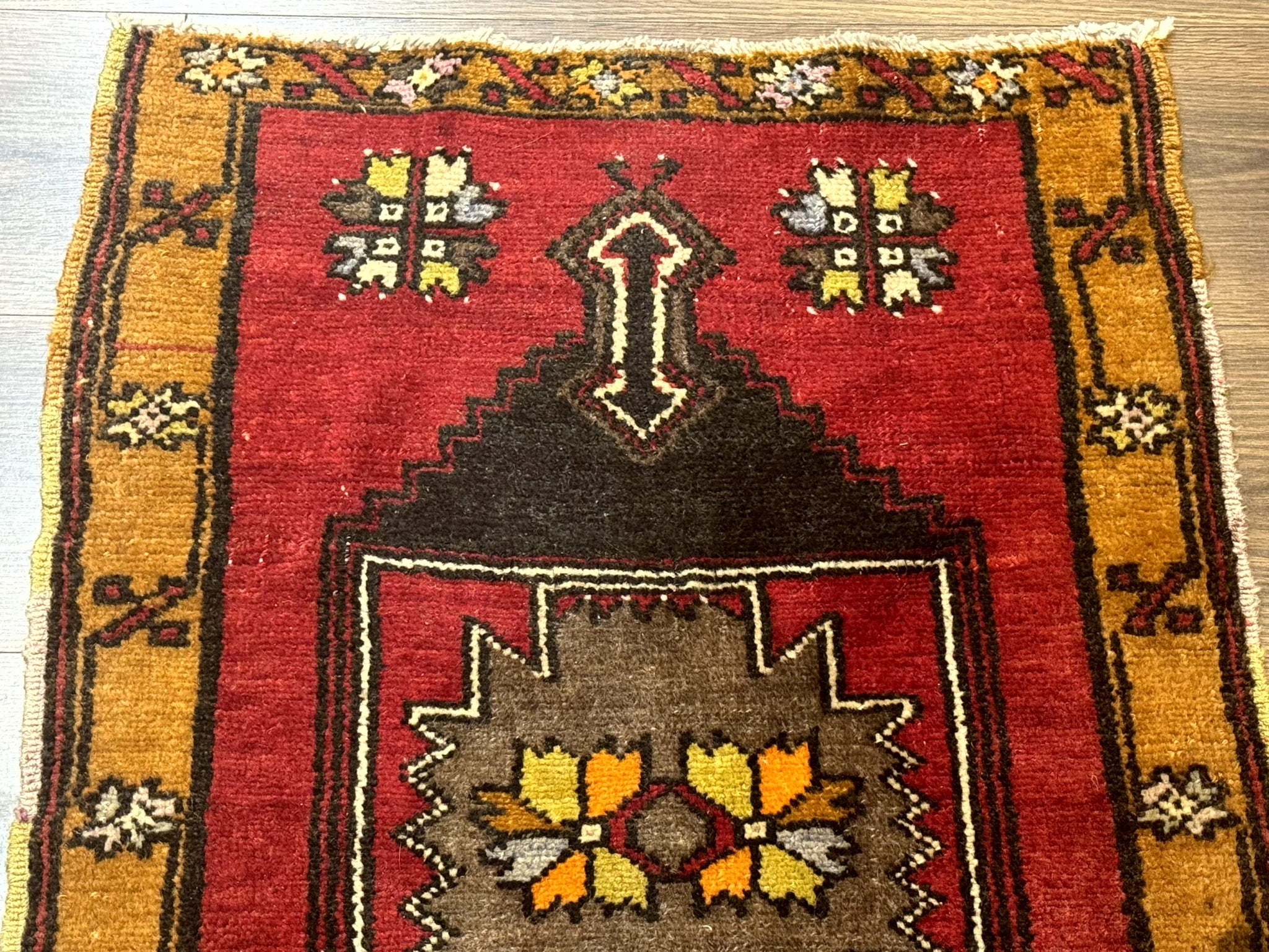 Turkish Yastik Rug 2x3, Geometric Medallion, Small Turkish Wool Rug, Red by Jewel Rugs
