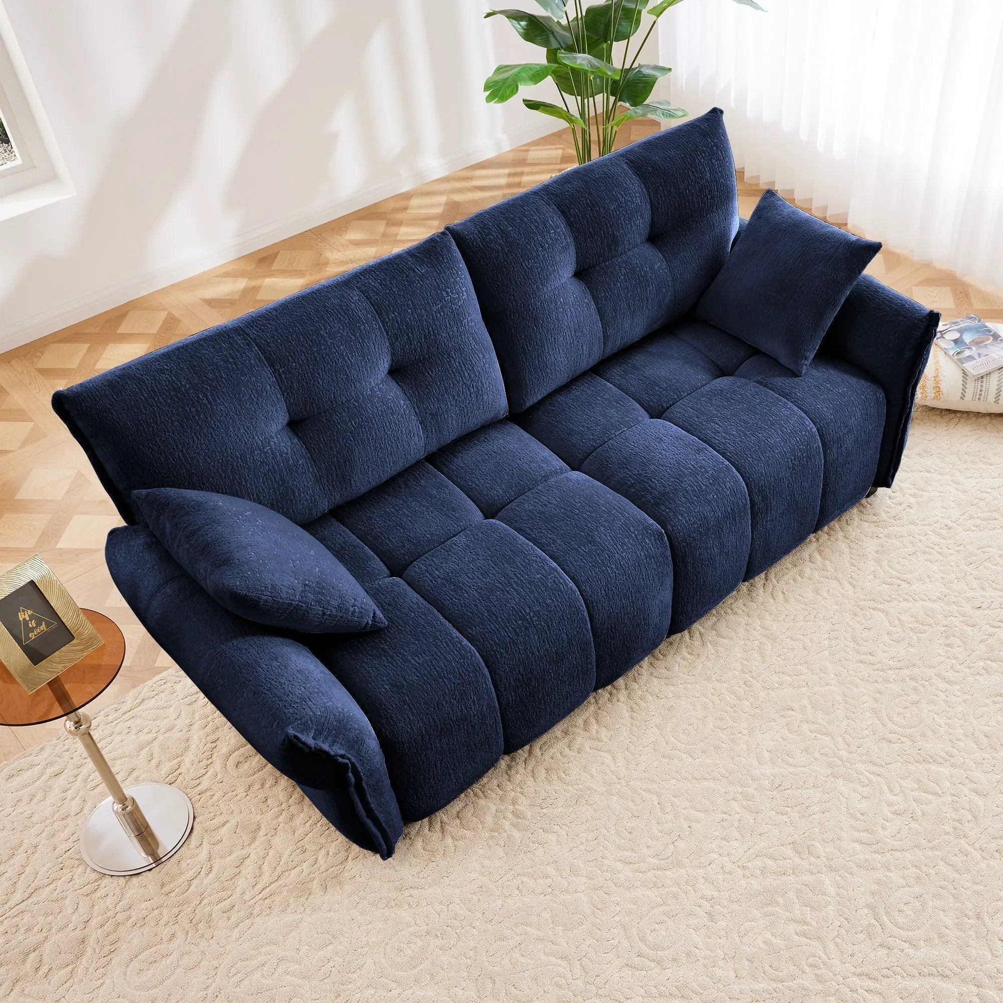 Modern Sofa & Pillows, Textured Cover, High Rebound Cushions by HouseOfZazla